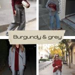 поєднання кольорів в одязі — бордовий з сірим бежевий образ